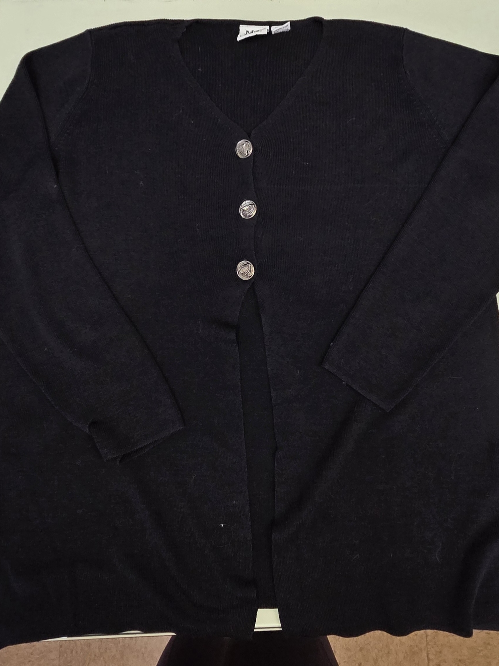 Classic Black V-Neck Button-Front Cardigan Sweater